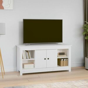 vidaXL Szafka telewizyjna, biała, 103x36, 5x52 cm, lite drewno sosnowe obraz