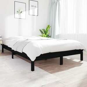 vidaXL Rama łóżka, czarna, 200 x 200 cm, lite drewno sosnowe obraz