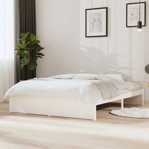 vidaXL Rama łóżka, lite drewno, biała, 135x190 cm, podwójna obraz