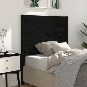 vidaXL Wezgłowie łóżka, czarne, 96x4x100 cm, lite drewno sosnowe obraz