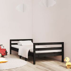 vidaXL Rama łóżka, czarna, 90 x 200 cm, lite drewno sosnowe obraz