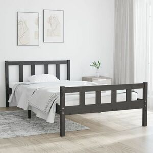 vidaXL Rama łóżka, szara, 100 x 200 cm, lite drewno sosnowe obraz