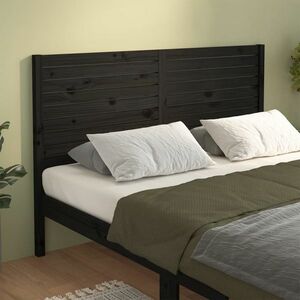 vidaXL Wezgłowie łóżka, czarne, 166x4x100 cm, lite drewno sosnowe obraz