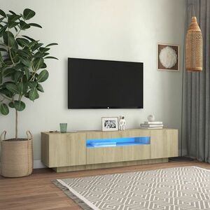 vidaXL Szafka TV z oświetleniem LED, kolor dąb sonoma, 160x35x40 cm obraz