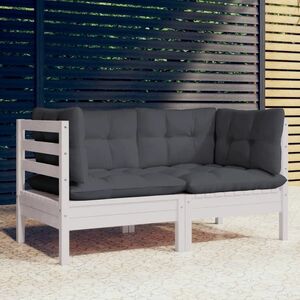 vidaXL 2-osobowa sofa ogrodowa z antracytowymi poduszkami, sosnowa obraz