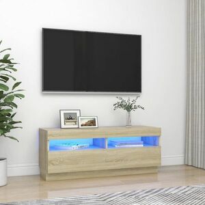 vidaXL Szafka TV z oświetleniem LED, dąb sonoma, 100x35x40 cm obraz