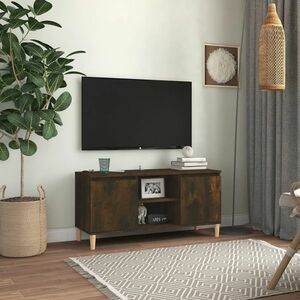 vidaXL Szafka TV, drewniane nóżki, przydymiony dąb, 103, 5x35x50 cm obraz