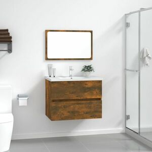 vidaXL 2-częściowy zestaw mebli łazienkowych, przydymiony dąb obraz