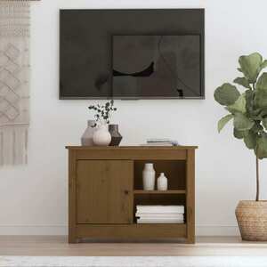 vidaXL Szafka pod TV, miodowy brąz, 70x36, 5x52 cm, lite drewno sosnowe obraz
