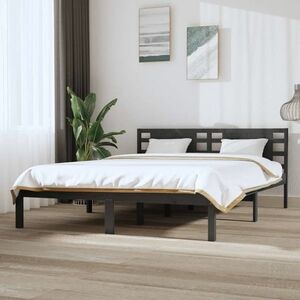 vidaXL Rama łóżka, szara, lite drewno sosnowe, 120 x 200 cm obraz