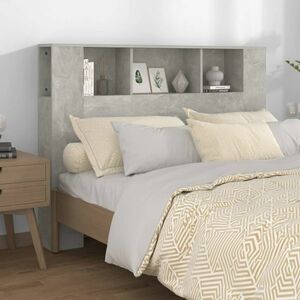 vidaXL Wezgłowie łóżka z półkami, szarość betonu, 140x18, 5x104, 5 cm obraz