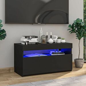 vidaXL Szafka pod TV z oświetleniem LED, czarna, 75x35x40 cm obraz