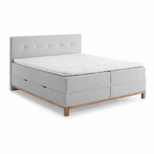 Jasnoszare łóżko boxspring ze schowkiem 160x200 cm Catania − Meise Möbel obraz