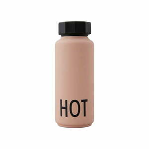 Różowa butelka termiczna Design Letters Hot, 500 ml obraz