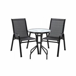 Zestaw mebli ogrodowych - krzesła i stół czarny obraz