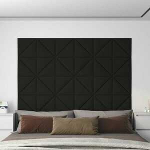 vidaXL Panele ścienne, 12 szt., czarne, 30x30 cm, tkanina, 0, 54 m² obraz
