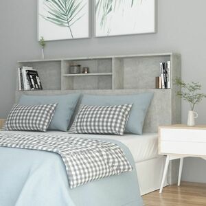 vidaXL Wezgłowie łóżka z półkami, szarość betonu, 160x19x103, 5 cm obraz