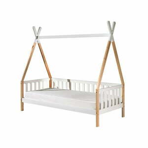 Białe łóżko dziecięce z barierką Vipack Tipi, 90x200 cm obraz