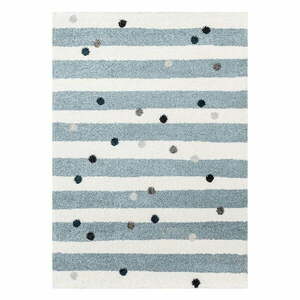 Biało-niebieski antyalergiczny dywan dziecięcy 230x160 cm Stripes nad Dots – Yellow Tipi obraz