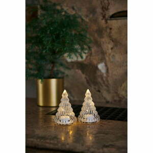 Zestaw 2 dekoracji świetlnych LED w kształcie choinek Sirius Lucy Tree White, wys. 9 cm obraz