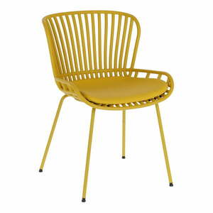 Musztardowe krzesło ogrodowe ze stalową konstrukcją Kave Home Surpik obraz