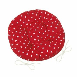 Bellatex Siedzisko Adéla okrągłe pikowane Serduszka czerwony, 40 cm obraz