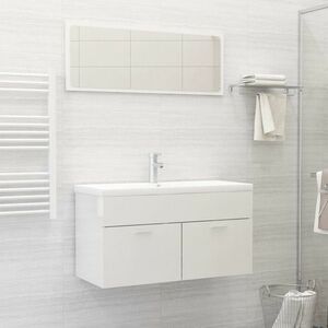 vidaXL 2-cz. zestaw mebli łazienkowych, wysoki połysk, biały, płyta obraz