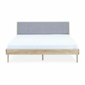 Szare/naturalne łóżko dwuosobowe z litego drewna dębowego 140x200 cm Fawn – Gazzda obraz