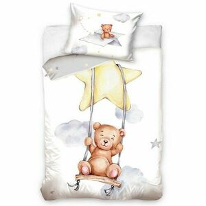Dziecięca pościel bawełniana do łóżeczka Niedźwiadek Huśtawka na Gwieździe, 100 x 135 cm, 40 x 60 cm obraz