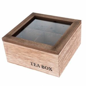 Drewniane pudełko na torebki z herbatą TEA, 16 x 16 x 8 cm obraz