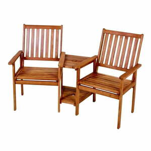 Zestaw 2 połączonych krzeseł ogrodowych z drewna eukaliptusowego Garden Pleasure Edison obraz