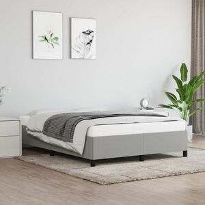 vidaXL Rama łóżka, jasnoszara, 140x190 cm, obita tkaniną obraz