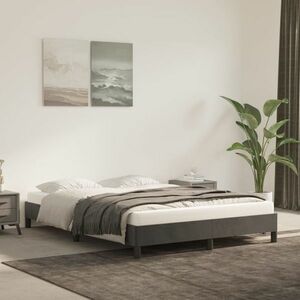 vidaXL Rama łóżka, ciemnoszara, 140x200 cm, tapicerowana aksamitem obraz