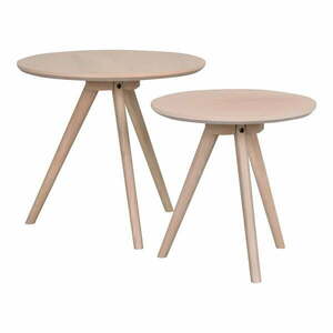 Okrągły stolik z litego drewna dębowego ø 50 cm Yumi – Rowico obraz