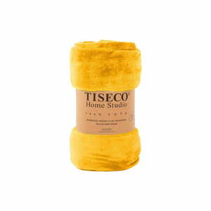 Żółta narzuta z mikropluszu na łóżko dwuosobowe 220x240 cm Cosy – Tiseco Home Studio obraz