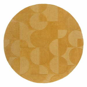 Żółty okrągły dywan wełniany ø 160 cm Gigi – Flair Rugs obraz