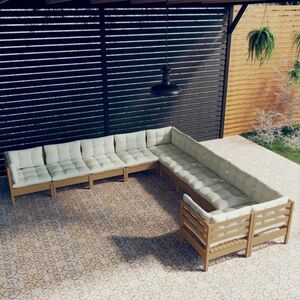 vidaXL 10-cz. zestaw wypoczynkowy do ogrodu z poduszkami, miodowy brąz obraz