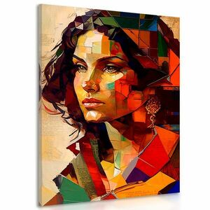 Profil obraz kobiety w patchworku obraz
