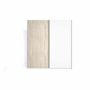 Biała szafa w dekorze dębu z drzwiami przesuwnymi 182x200 cm Sahara – Marckeric obraz