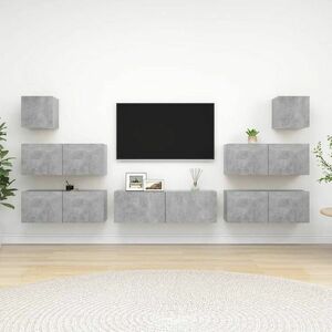 vidaXL Zestaw 7 szafek telewizyjnych, szarość betonu obraz