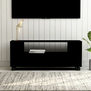 vidaXL Szafka pod TV, czarna, 120x35x48 cm, materiał drewnopochodny obraz