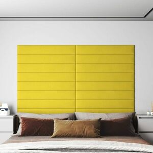 vidaXL Panele ścienne, 12 szt, jasnożółte, 90x15 cm, tkanina, 1, 62 m² obraz