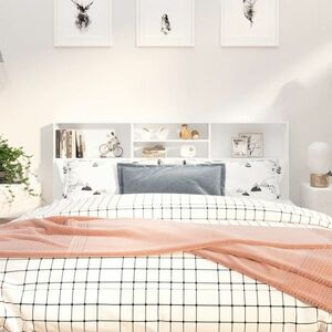 vidaXL Wezgłowie łóżka z półkami, białe, 180x19x103, 5 cm obraz