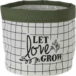 Osłonka tekstylna na doniczkę Let Love Grow, 20 x 18 cm, ciemnozielony obraz
