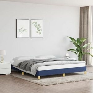 vidaXL Rama łóżka, niebieska, 180x200 cm, obita tkaniną obraz