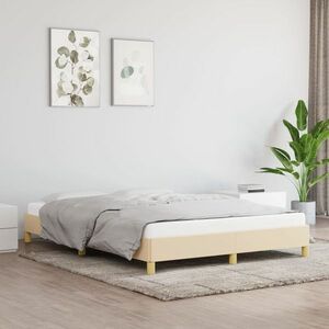 vidaXL Rama łóżka, kremowa, 140x200 cm, obita tkaniną obraz