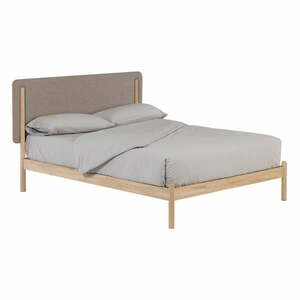 Szaro-naturalne łóżko dwuosobowe z drewna kauczukowego ze stelażem 160x200 cm Shayndel – Kave Home obraz