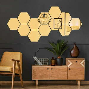 Zestaw naklejek na ścianę 12 szt. 17x20 cm Hexagons Gold – Ambiance obraz