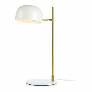Biała lampa stołowa z podstawą w kolorze miedzi Markslöjd Pose obraz