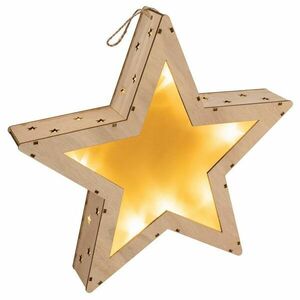 Świąteczna drewniana gwiazda z efektem 3D, 10 diod LED obraz